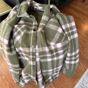 MARLED Green and Pink Plaid coat